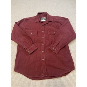 Field & Stream Men's Medium Long Sleeve Flannel Shirt 100% Cotton Burgundy